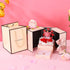 Rose with Moss Bear Figurine with LED Light & 925 Sterling Silver Heart Shaped Necklace